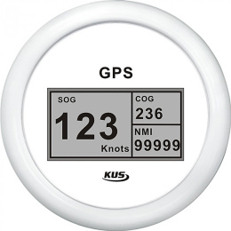 GPS-спидометр цифровой, бел/бел, выносная антенна, 85 мм (KY08308)